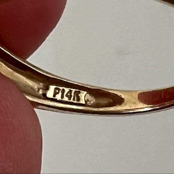 14k Solid Yellow Gold Amethyst Diamond Ring Sz 7 - Picture 6 of 6